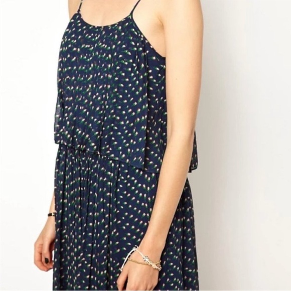 girl. By Band of Outsiders Ditsy Tulip Print 100% Silk Dress Size 0 Boho Summer - Picture 2 of 14